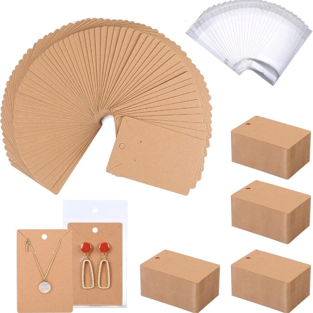 Earring Display Cards - 3.5 x 2.4 Inches Earring Cards with Packaging Bags for E
